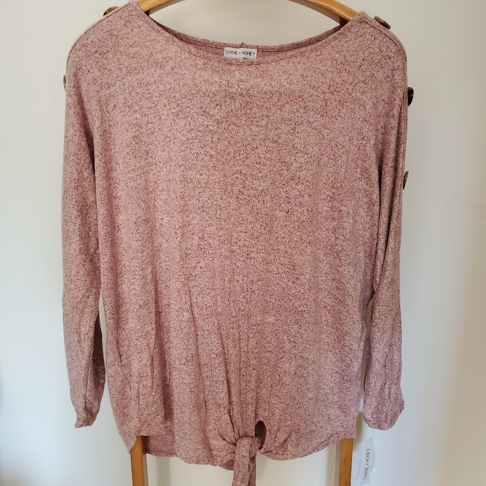 Thyme + Honey Light Sweater Front Tie 2X
